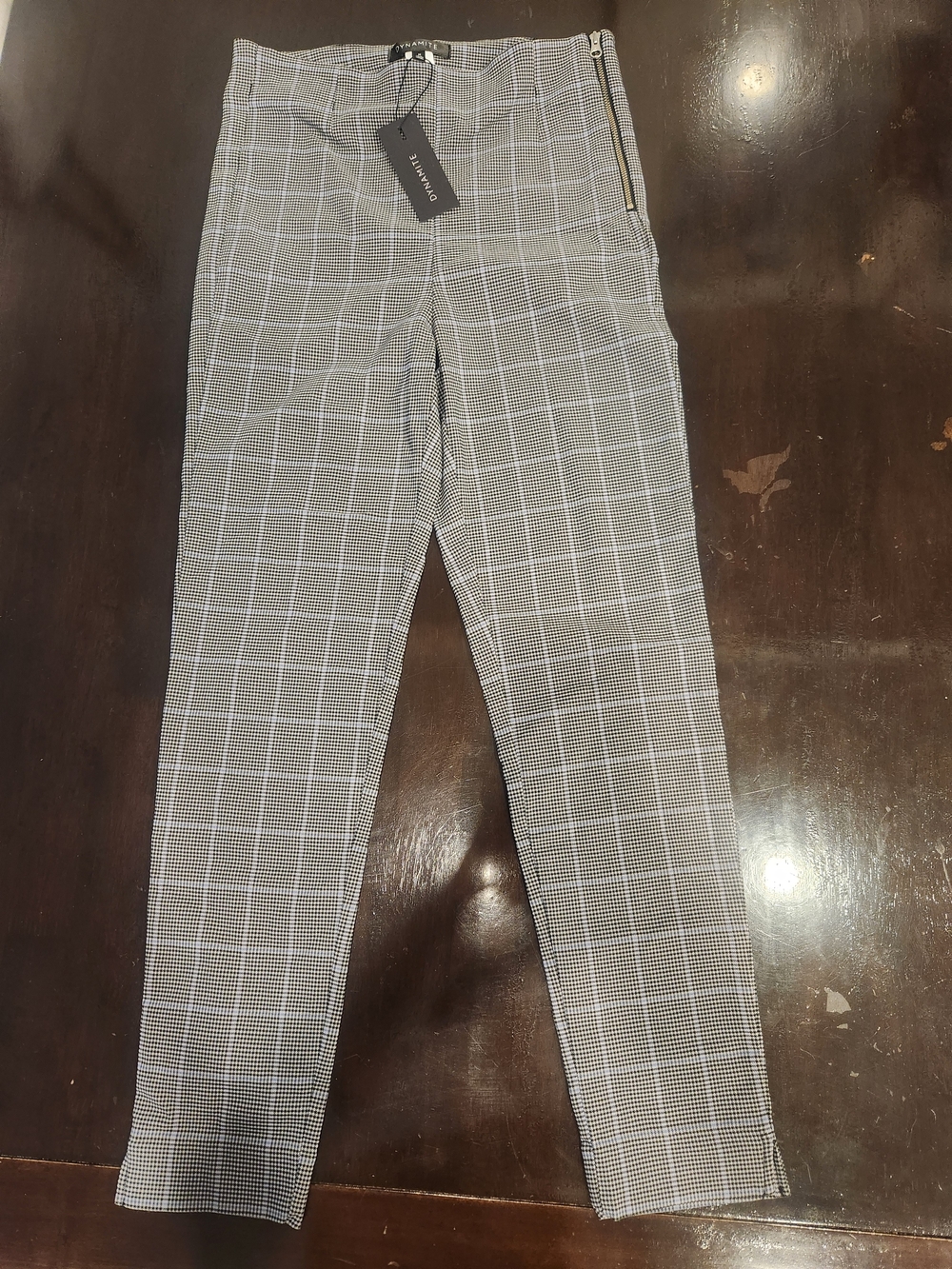Dynamite Black & White Glen Plaid Slim Chinos